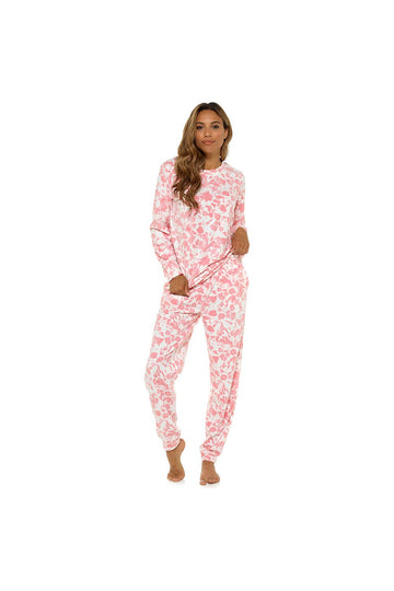 Women's Pink Fleece Tie Dye Pyjama Set