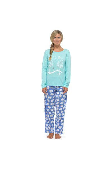 Women's Winter Polar Bear Blue Long Sleeve Pyjama Set
