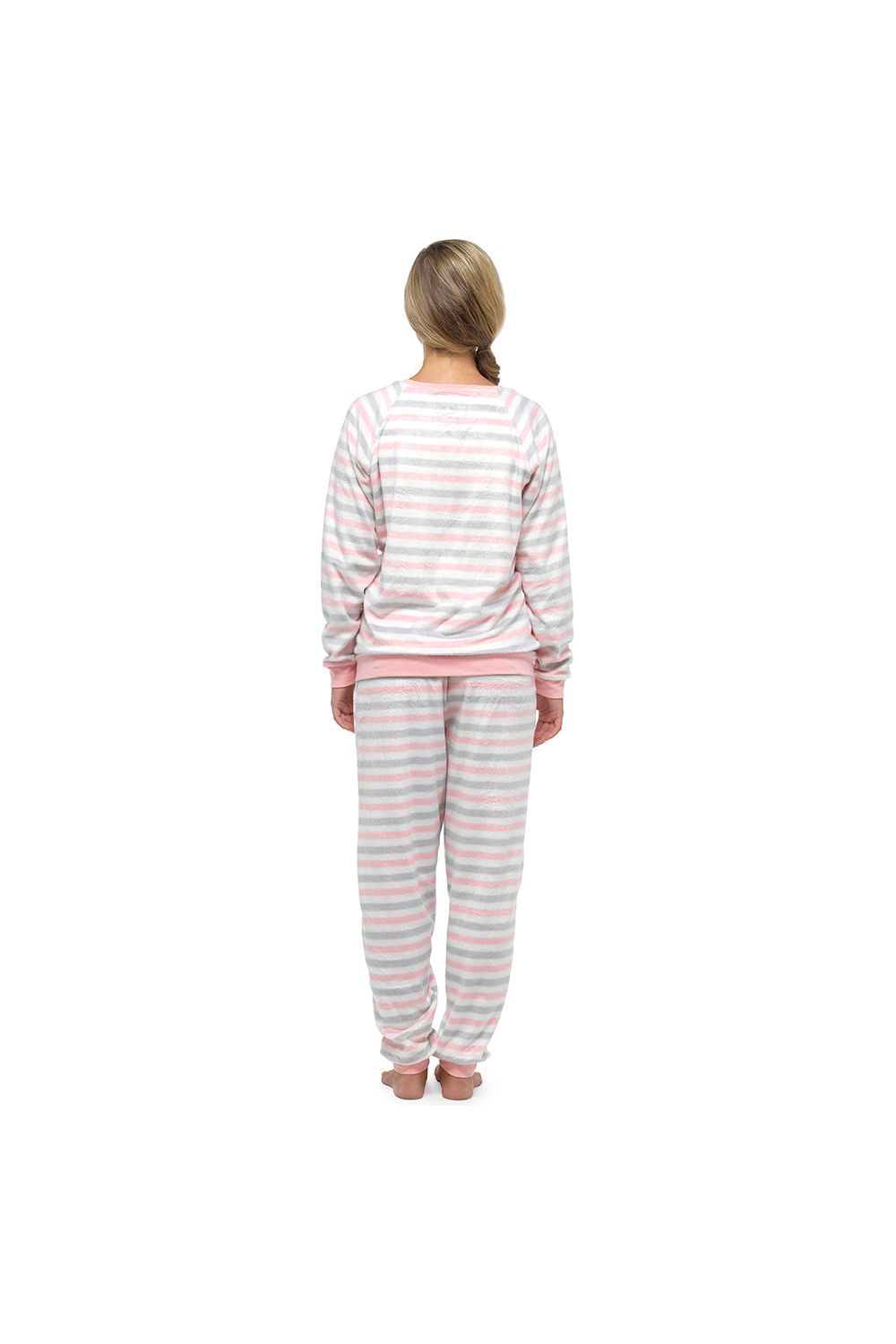 Ladies Pink Racoon Long Fleece Pyjamas - Pyjamas.com