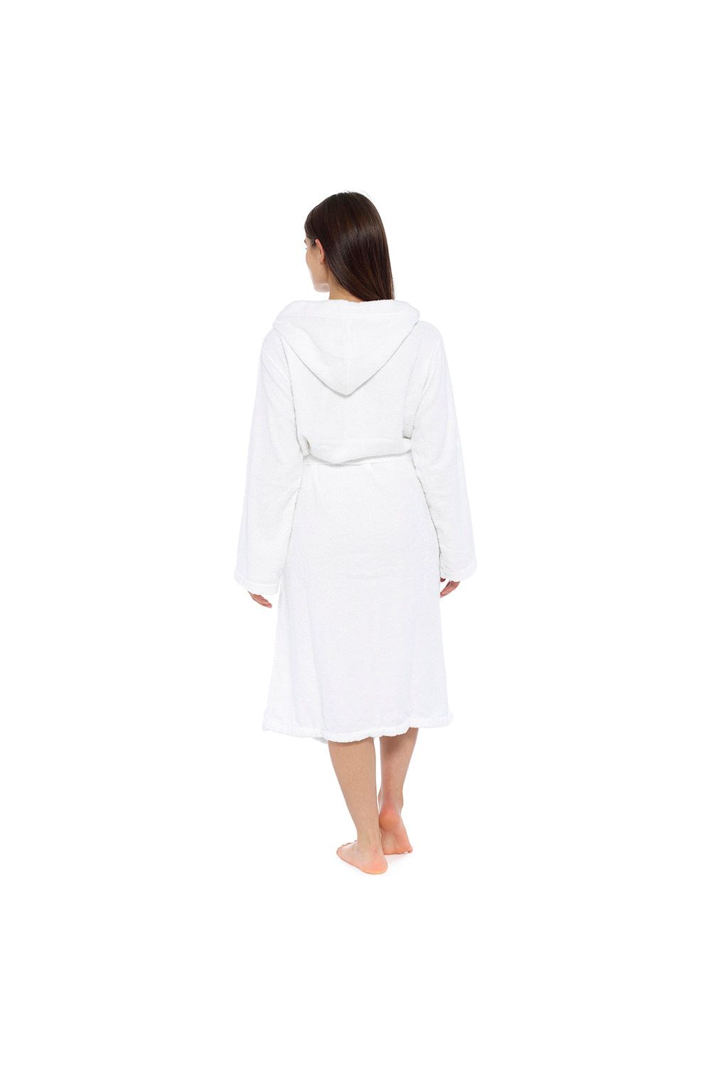 Ladies Luxury 100% Cotton Hooded Towelling Bath Robe Dressing Gown Wrap - Pyjamas.com