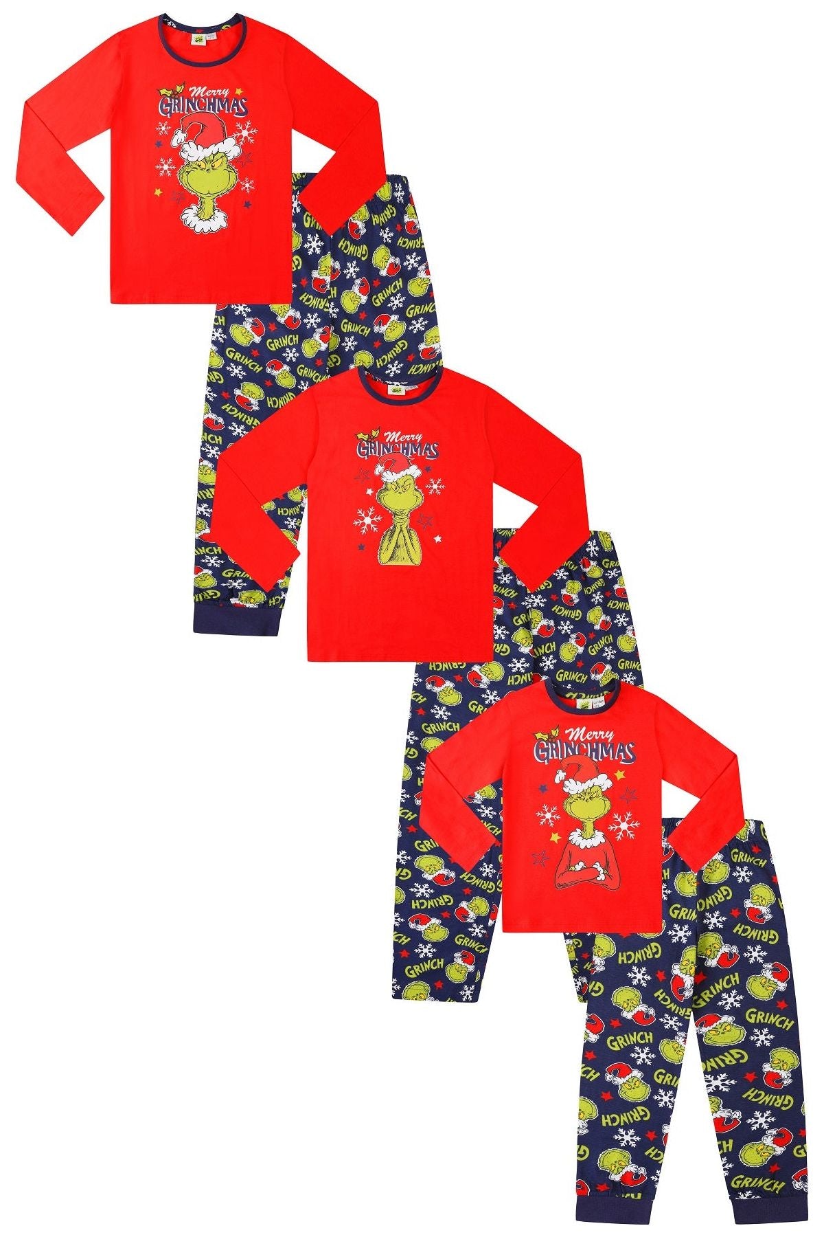 Official The Grinch Merrry Grinchmas Family Long Pyjamas Christmas Matching RED