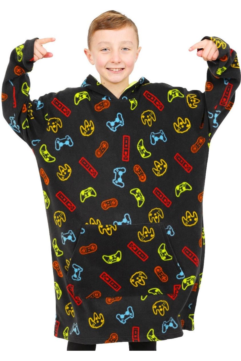 Boys Neon Gamer Fleece Blanket Hoodie