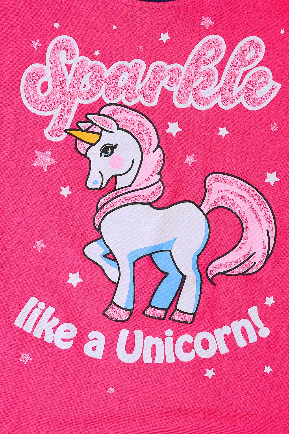 Girls Sparkle Like A Unicorn Checked Long Pyjamas - Pyjamas.com