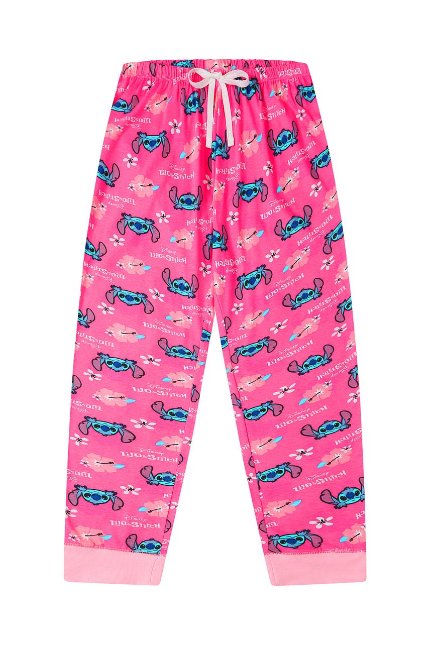Disney Lilo and Stitch Stay Weird Pink White Long Ladies Pyjamas Pjs - Pyjamas.com