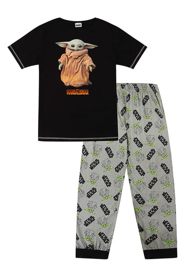 Mens Star Wars The Mandalorian Baby Yoda The Child Portrait Long Cotton Pyjamas - Pyjamas.com