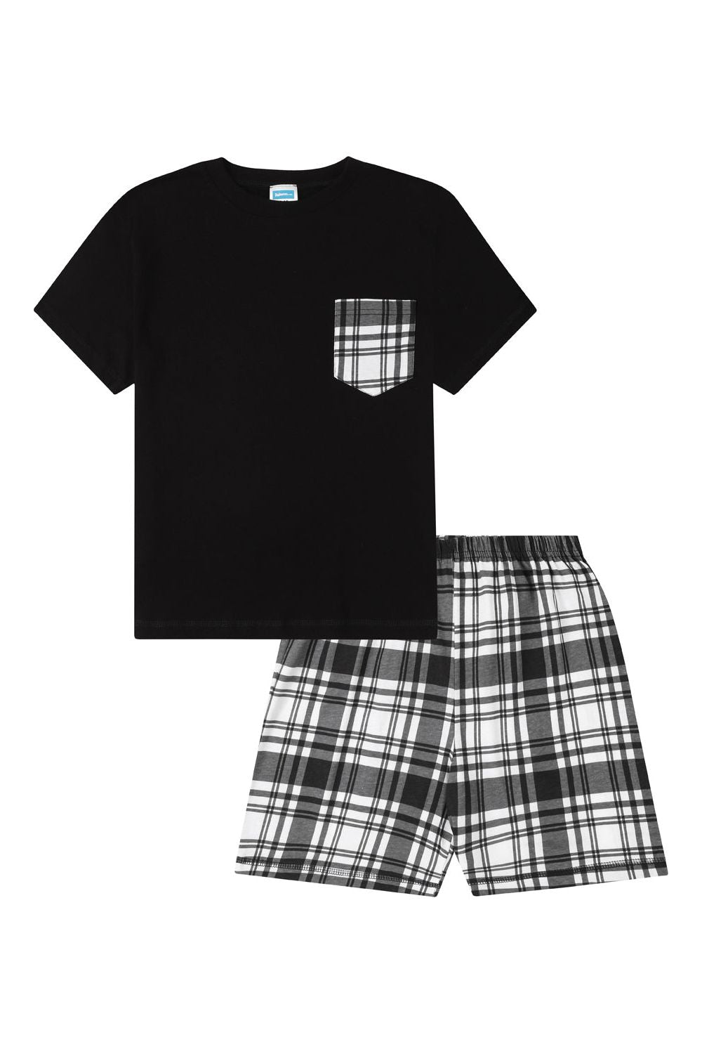 Boys Black and White Check Woven Short Pyjamas - Pyjamas.com