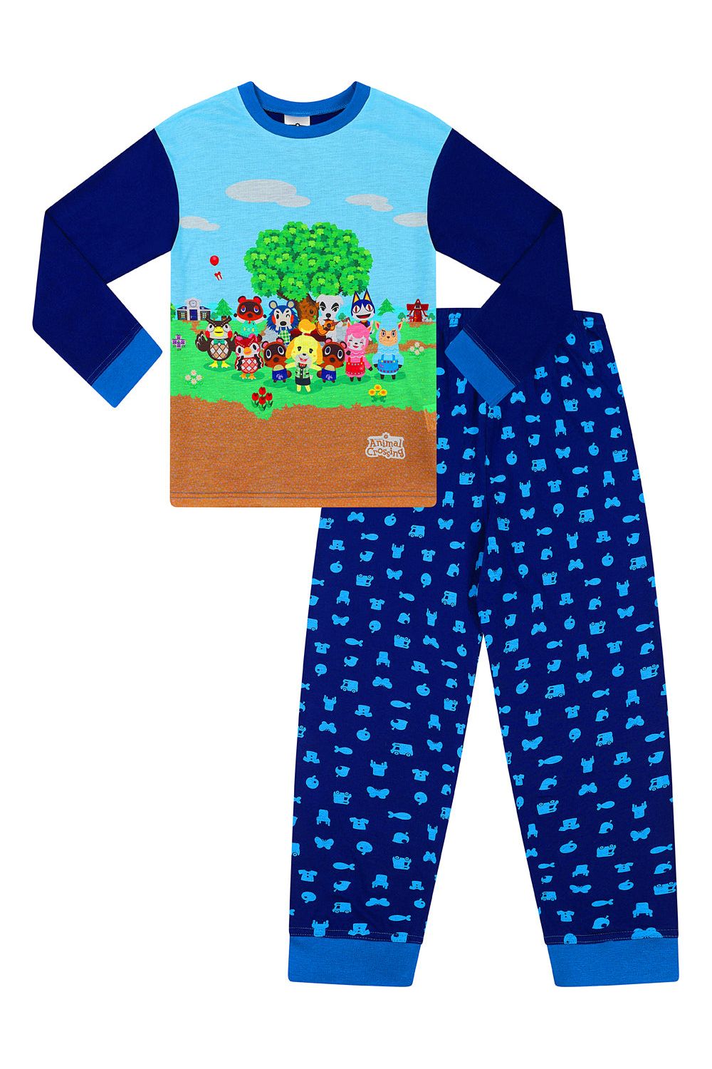 Boys Official Nintendo Animal Crossing Gaming Long Blue Pyjamas - Pyjamas.com