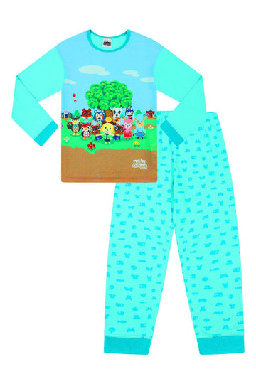Girls Official Nintendo Animal Crossing Gaming Long Pyjamas - Pyjamas.com