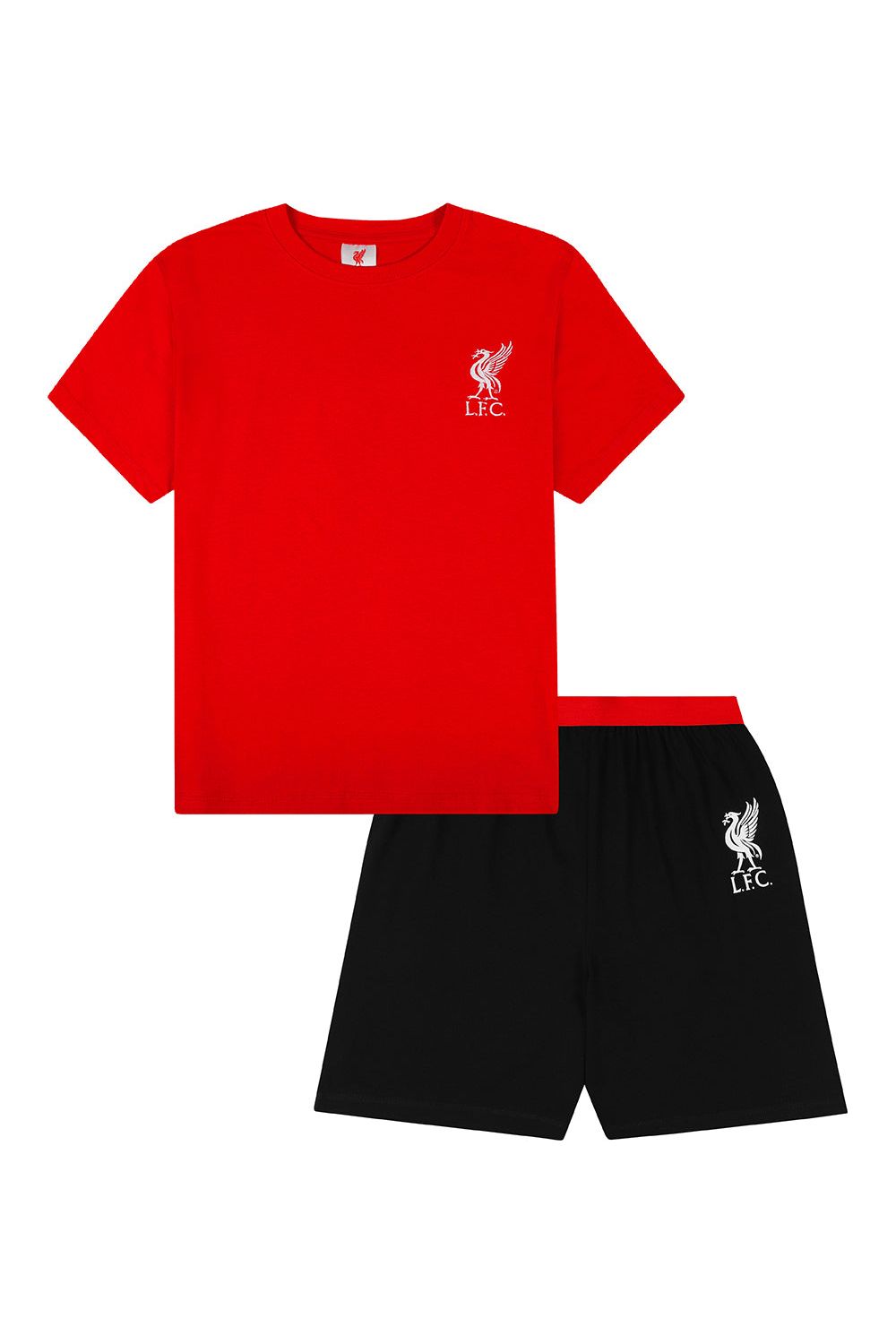 Boys Liverpool F.C Red Black Short LFC Cotton Pyjamas - Pyjamas.com