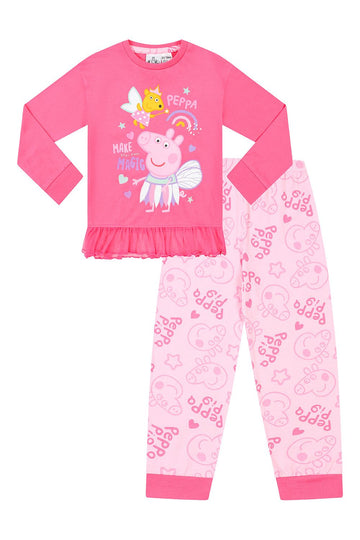 Girls Peppa Pig Make Your Own Magic Long Cotton Pyjama Set Pink