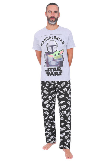 Men's Star Wars The Mandalorian Baby Yoda Child Cotton Long Pyjamas w21