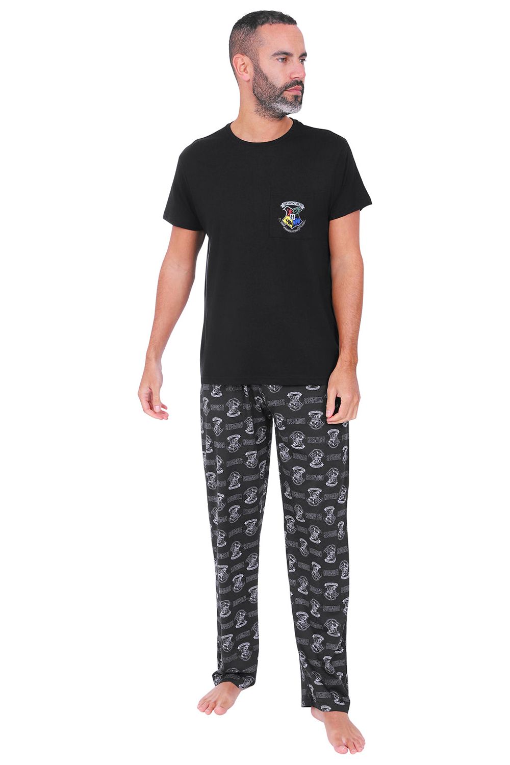 Men's Official Harry Potter Pocket Long Pyjamas Sizes S to 2XL Mens Pjs