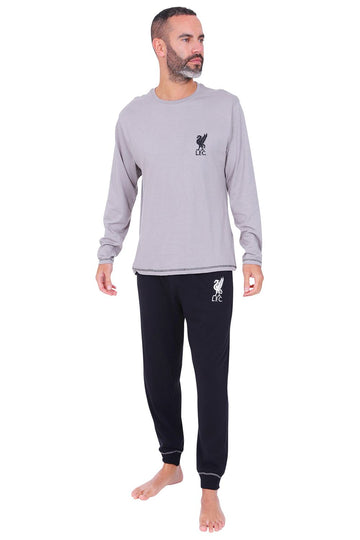 Mens Official Liverpool Football Club Grey Long Pyjamas