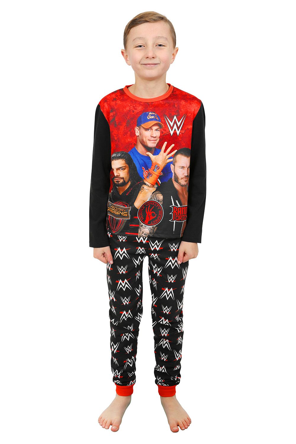 Boys WWE John Cena Long Red Black Pyjamas