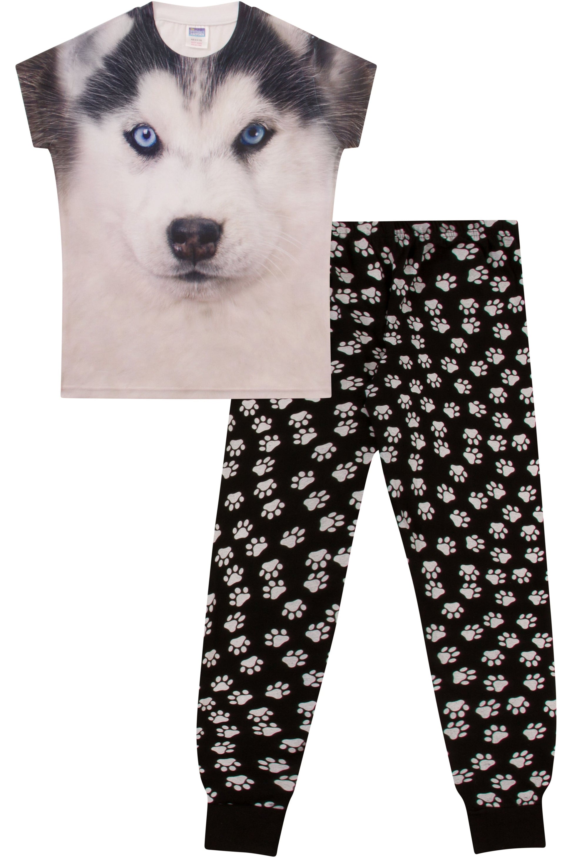 Girls 3D Husky Dog Long Pyjamas - Pyjamas.com