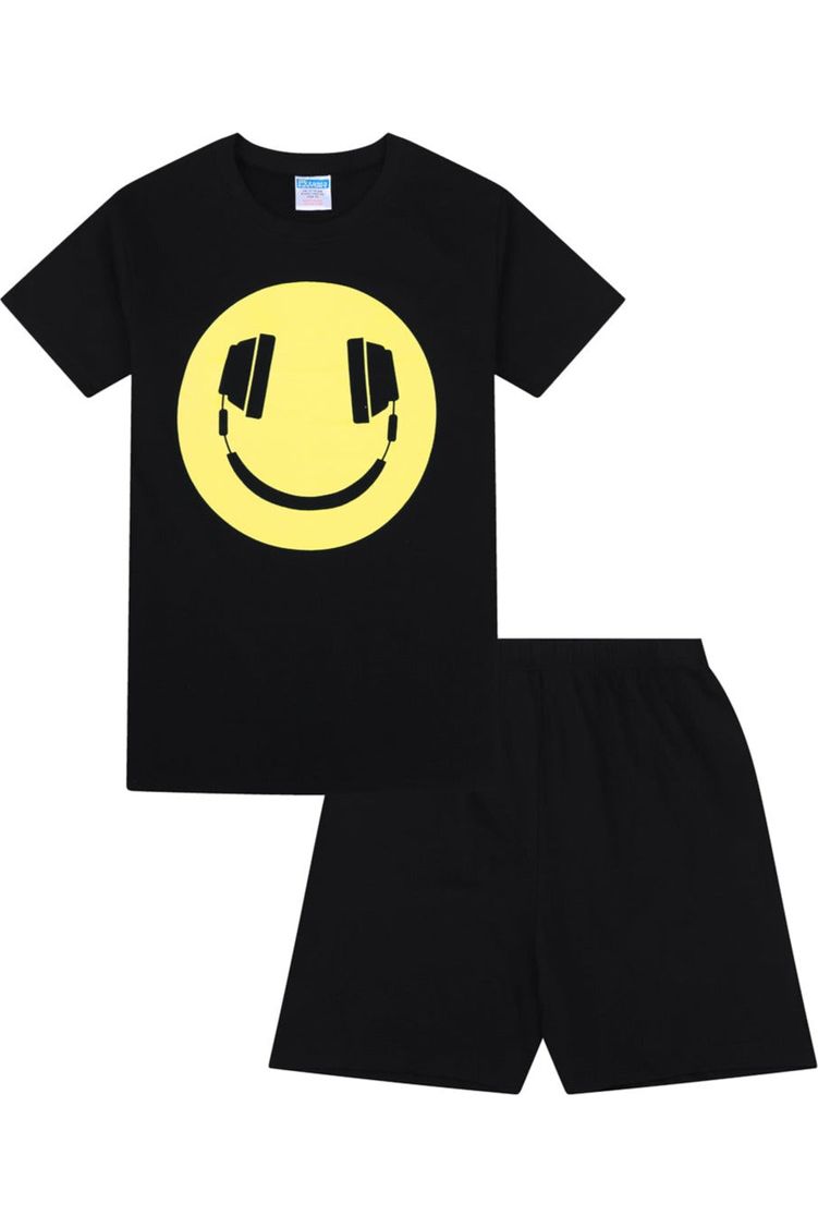 Boys Happy Face Headphones Short Pyjamas - Pyjamas.com