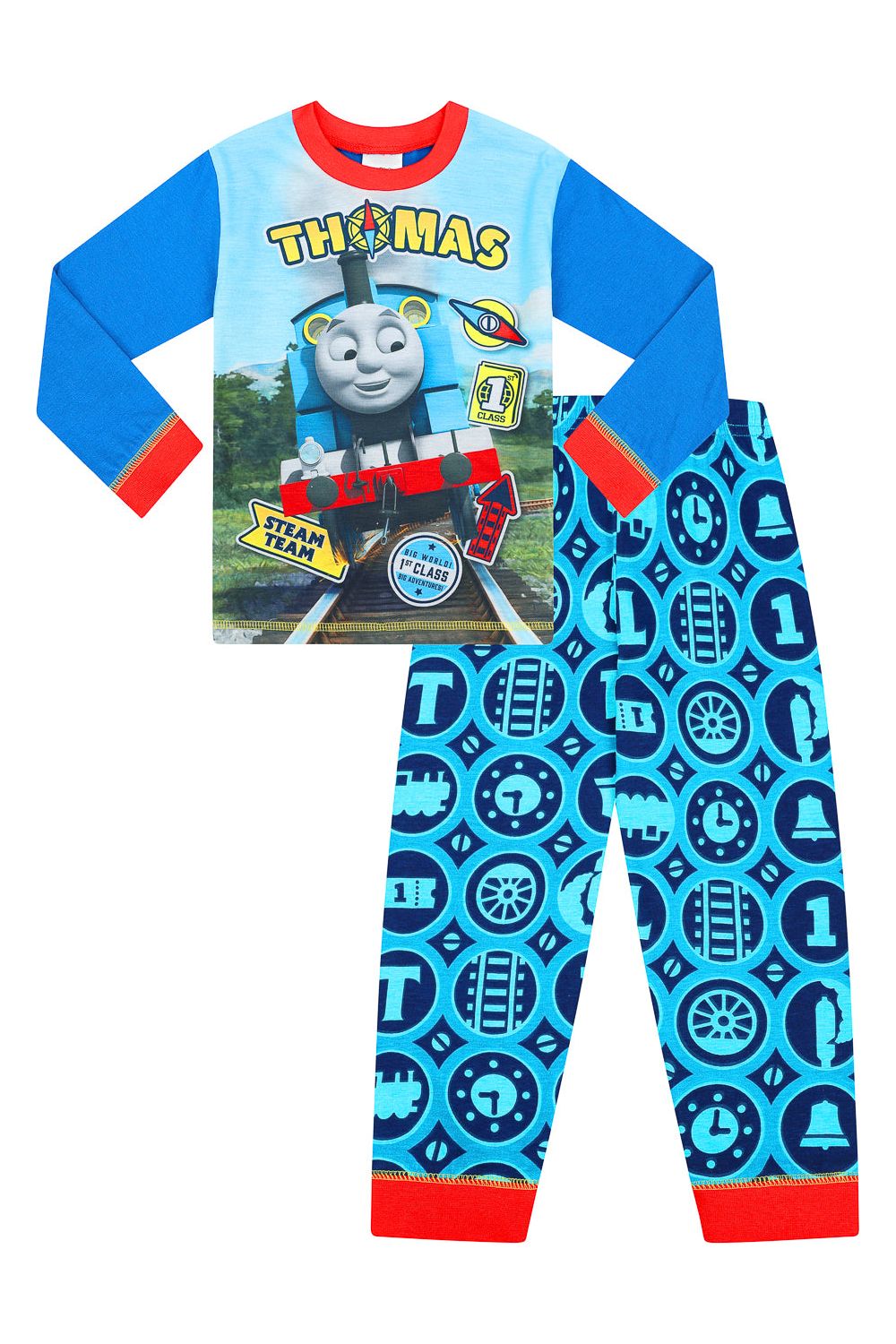 Boys Thomas The Tank Engine Long Blue Pyjamas
