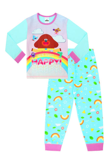 Girls Official Hey Duggee Happy Rainbow Long Pyjamas - Pyjamas.com