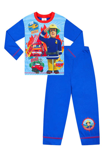 Boys Fireman Sam Blue Long Pyjamas - Pyjamas.com