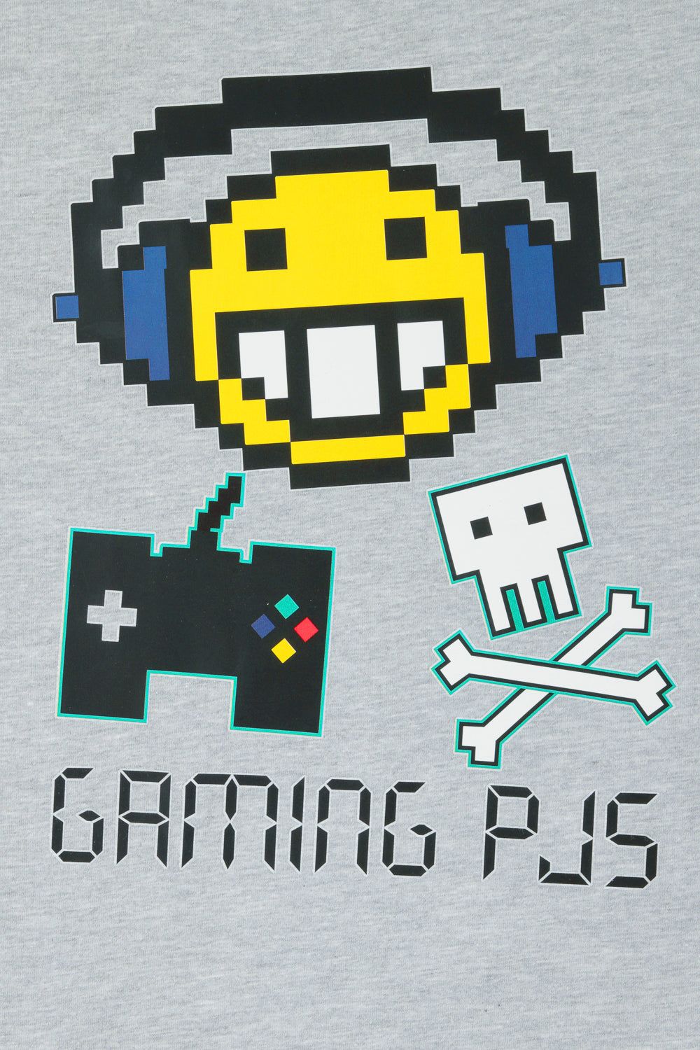 Boys Gaming PJs Emoji Grey Blue Long Pyjamas - Pyjamas.com