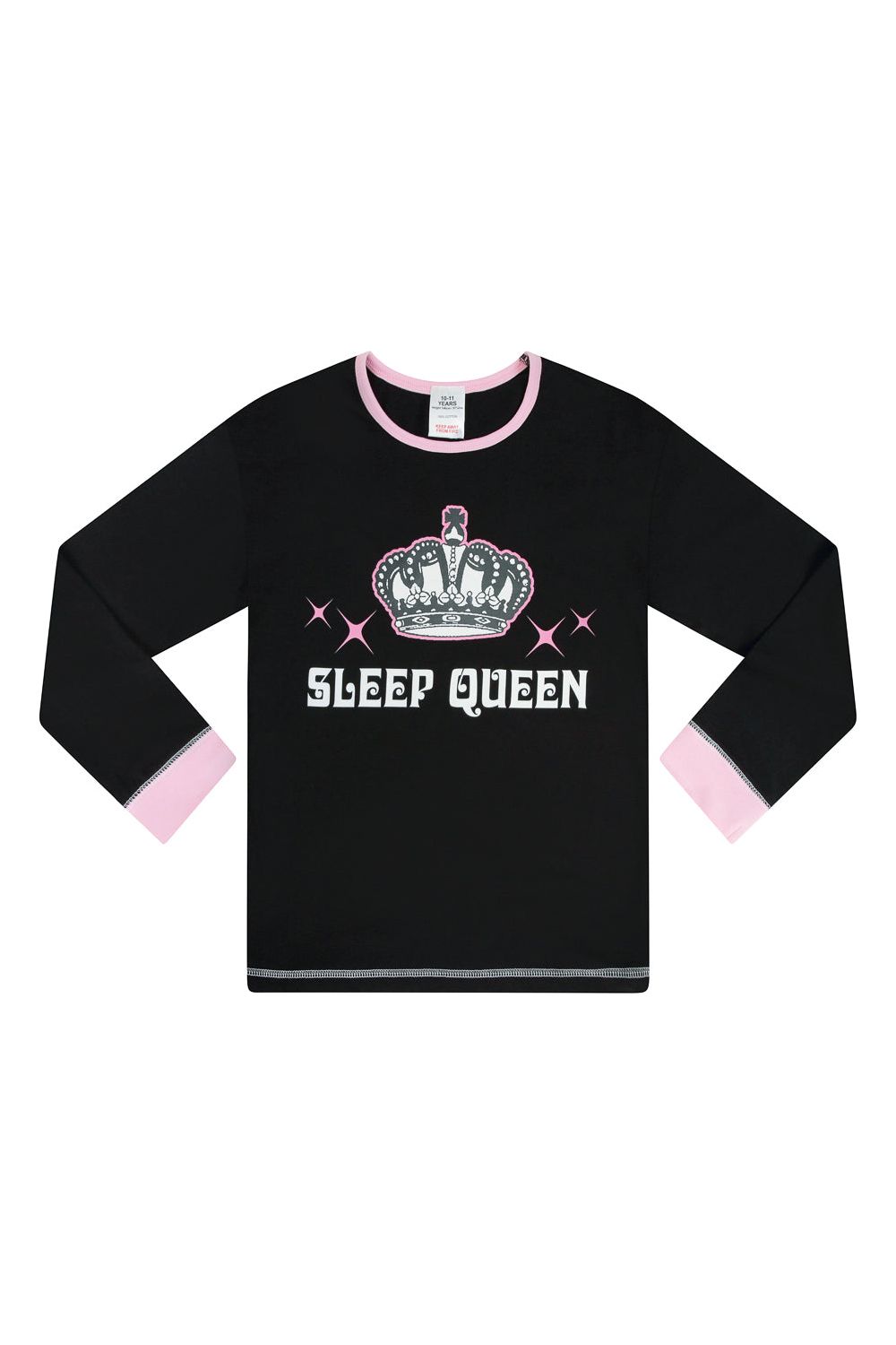 Pyjama Queen Girls Sleep Queen Pyjamas Black and Pink Long PJs
