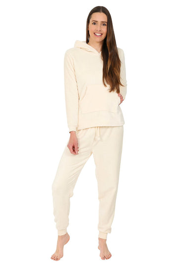 Girls Ivory Fleece Hooded Lounge Pyjama Set