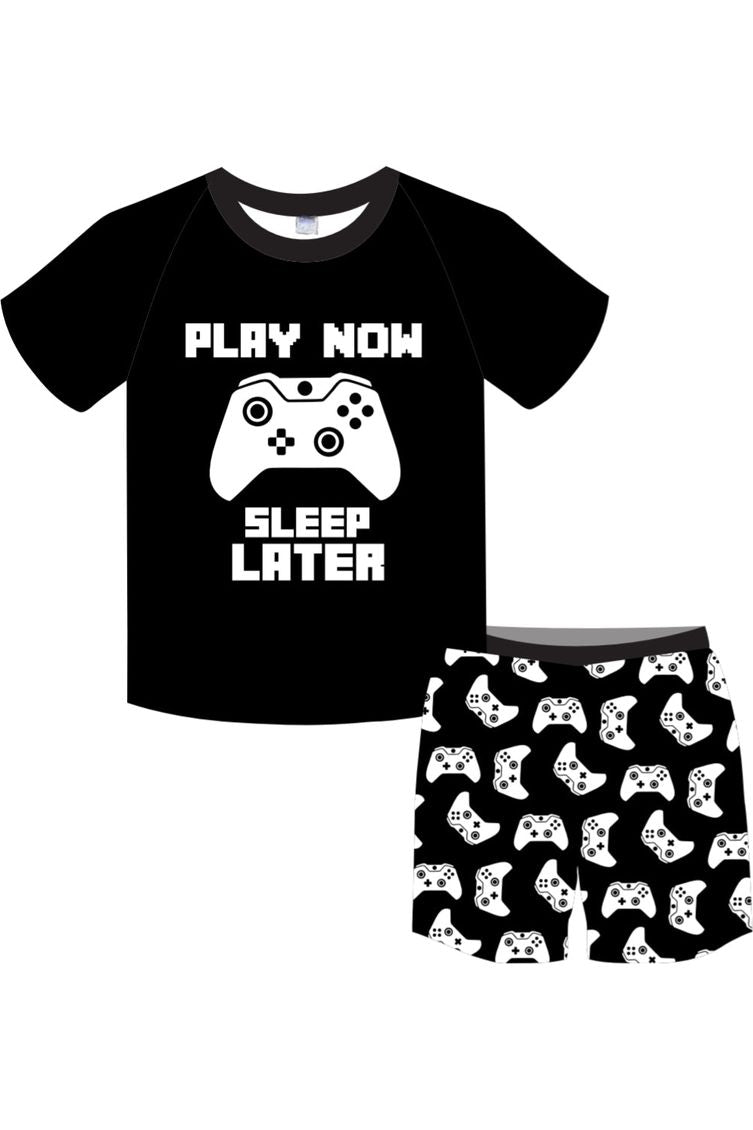 Boys Play Now Sleep Later Gaming Short Pyjamas - Pyjamas.com