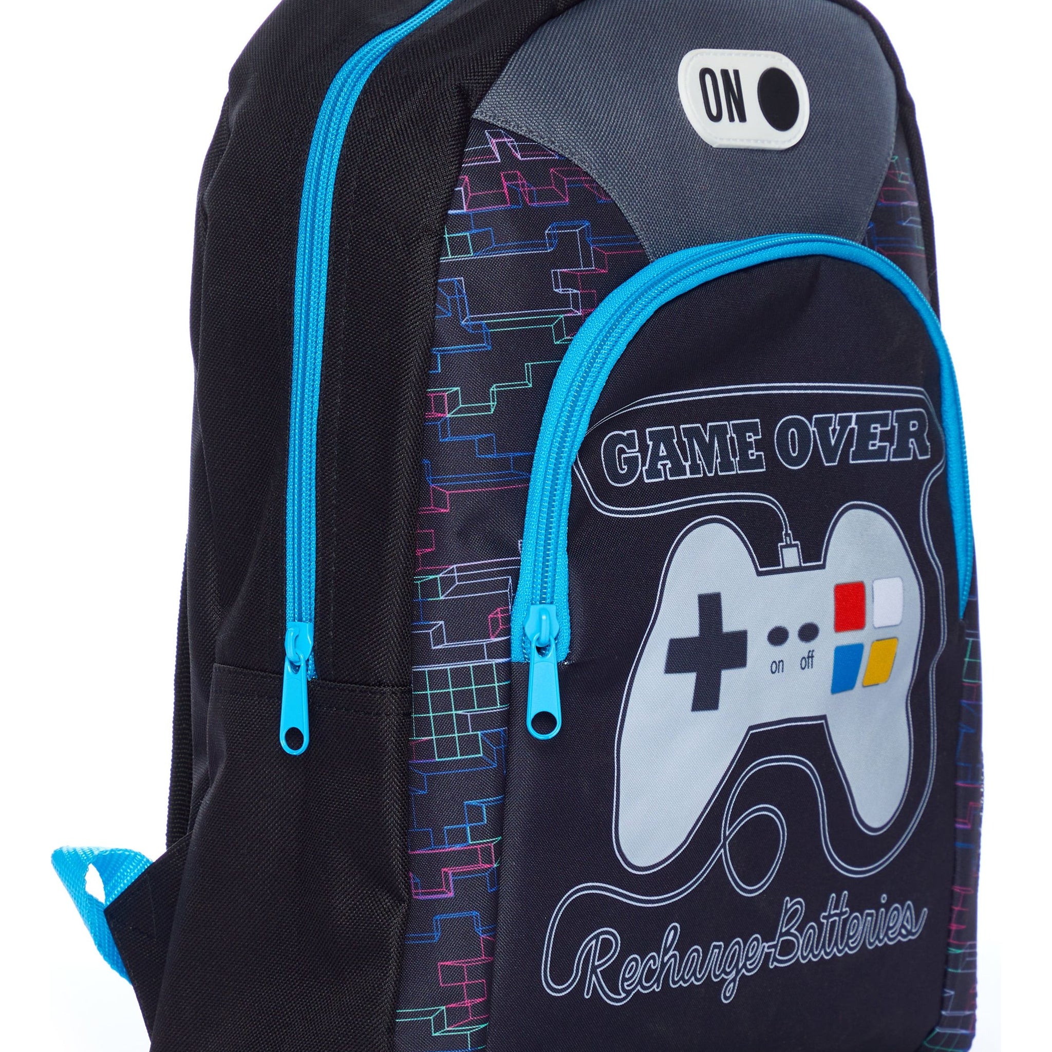 Game Over Recharge Batteries School Bag, Kids Boys Gamer Backpack