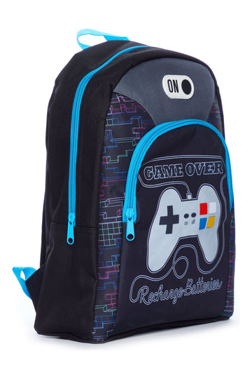 Game Over Recharge Batteries School Bag, Kids Boys Gamer Backpack