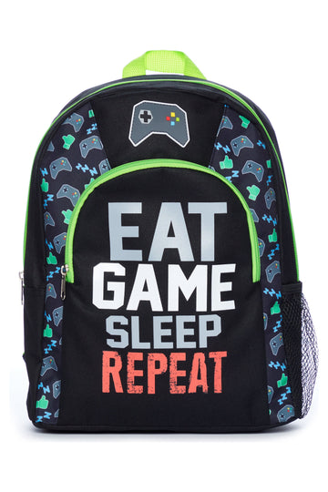 Eat Game Sleep School Bag, Kids Boys Gamer Backpack