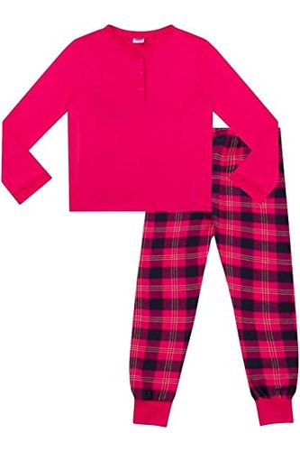 Girls Pink Check Long Pyjamas 7-8 Years