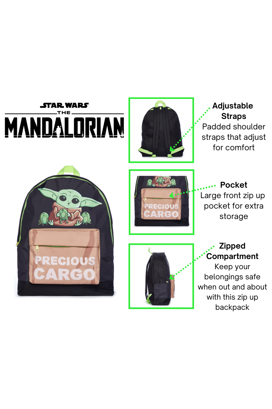 Bioworld Star Wars The Mandalorian Grogu Zaino Con Portapranzo