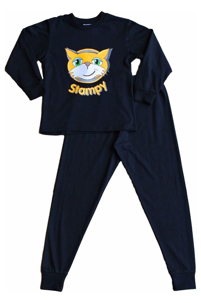 Boys Stampy Cat Long Pyjamas Black 7-8 Years - Pyjamas.com