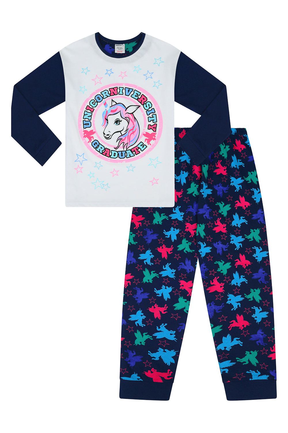 Girls Unicorn University Long Pyjamas - Pyjamas.com