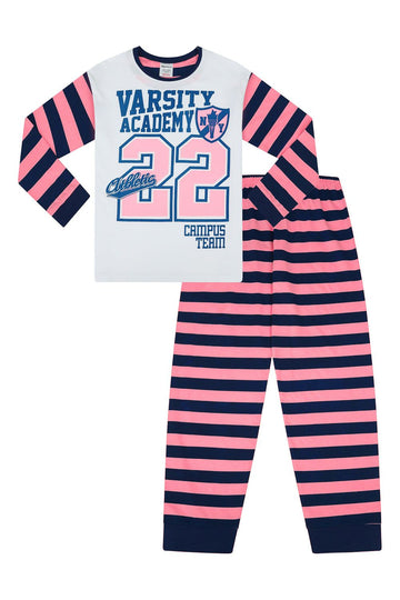 Girls USA College Varsity Team Stripe Long Pyjamas 13 Years