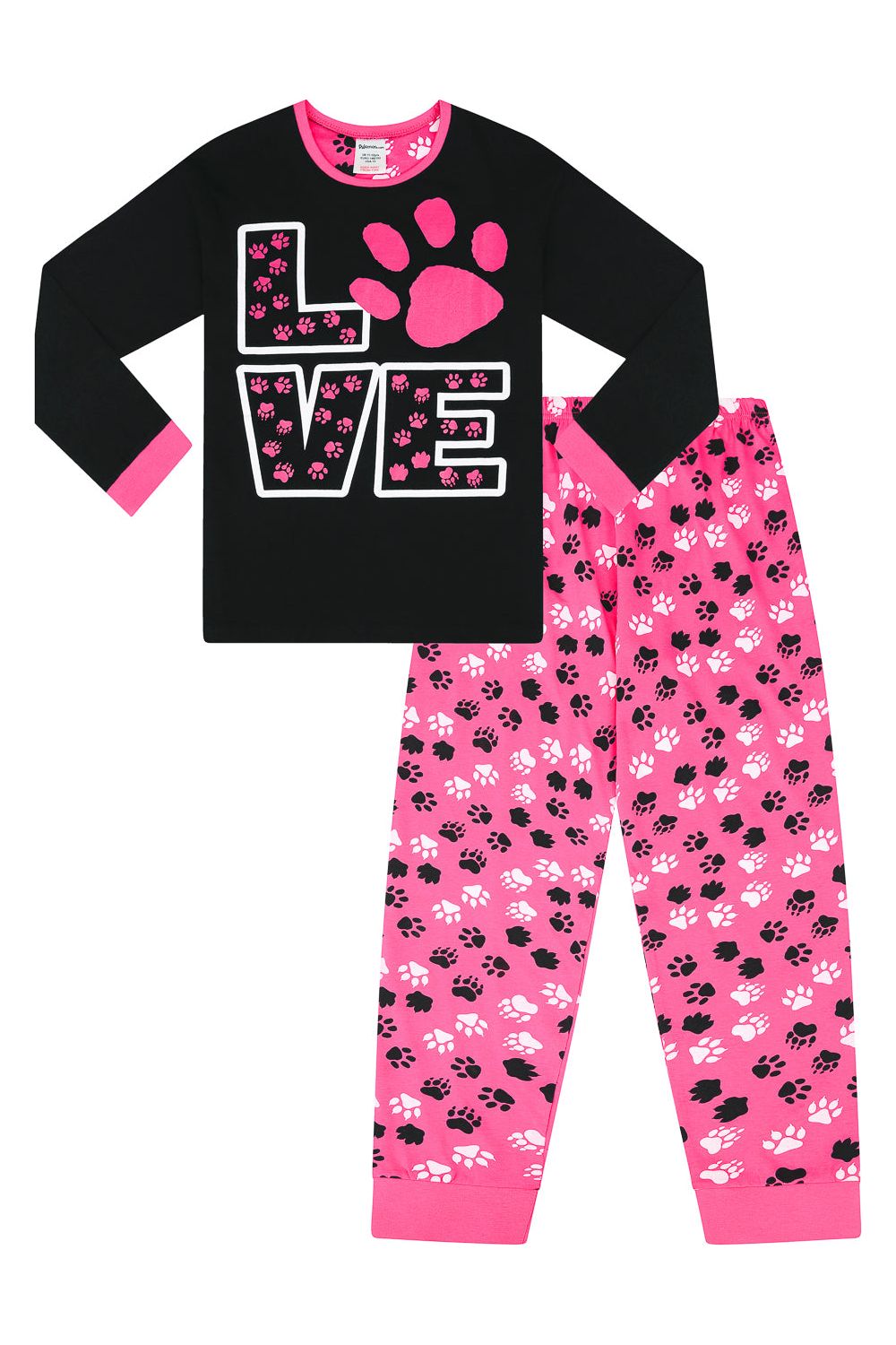 Cute Girl's Love Animal Paw Print Pyjamas - Pyjamas.com