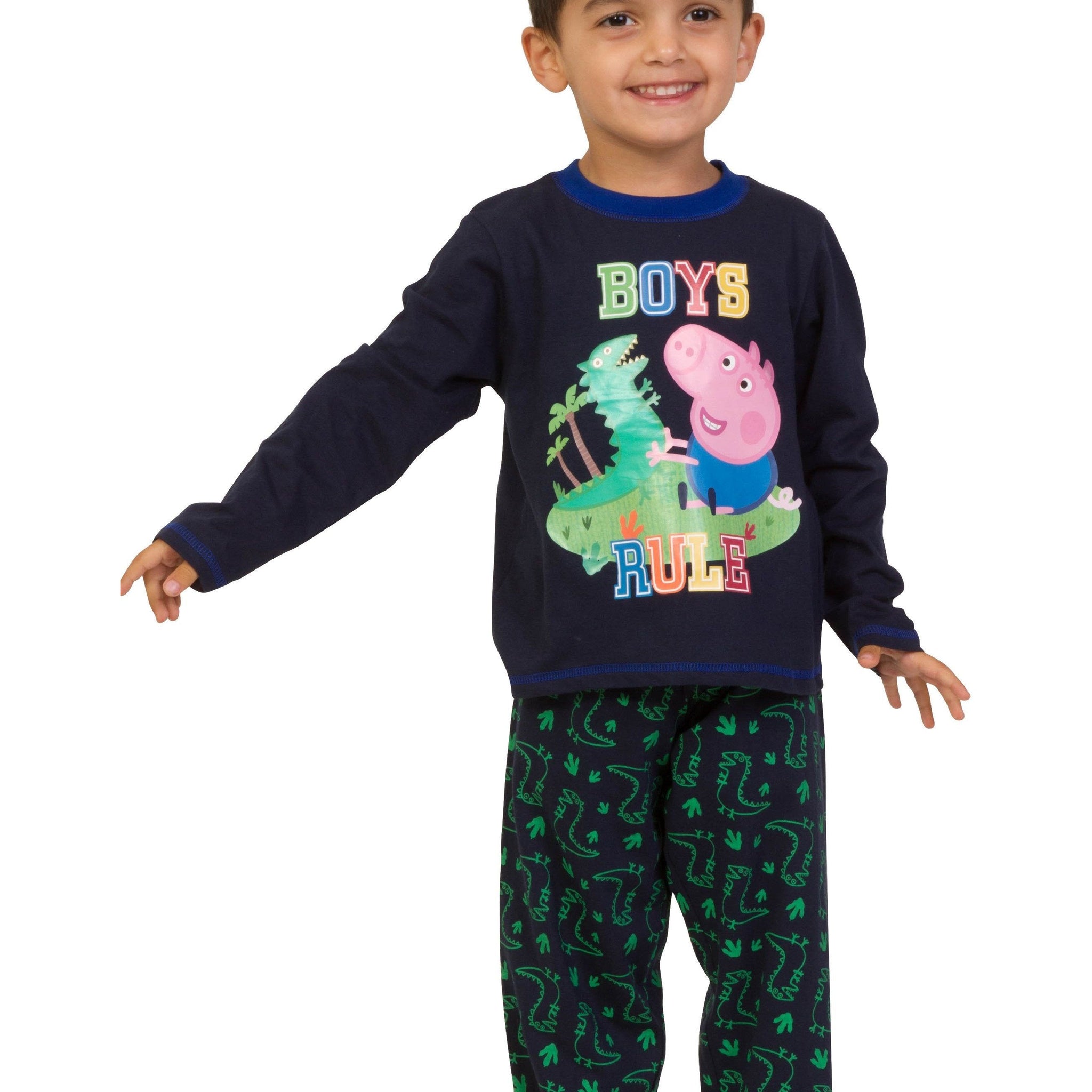 Boys Peppa Pig 'Boys Rule' Long Pyjamas - Pyjamas.com
