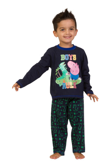 Boys Peppa Pig 'Boys Rule' Long Pyjamas - Pyjamas.com
