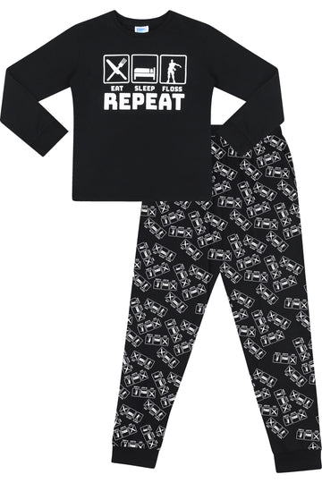 Eat Sleep Floss Repeat Long Pyjamas - Pyjamas.com
