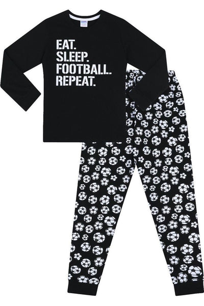Pijama Corto De Algodón Para Niño Y Niña | Eat Sleep Football Repeat | Camiseta Y Pantalón Corto | Regalo Ideal Para Fans Del Fútbol