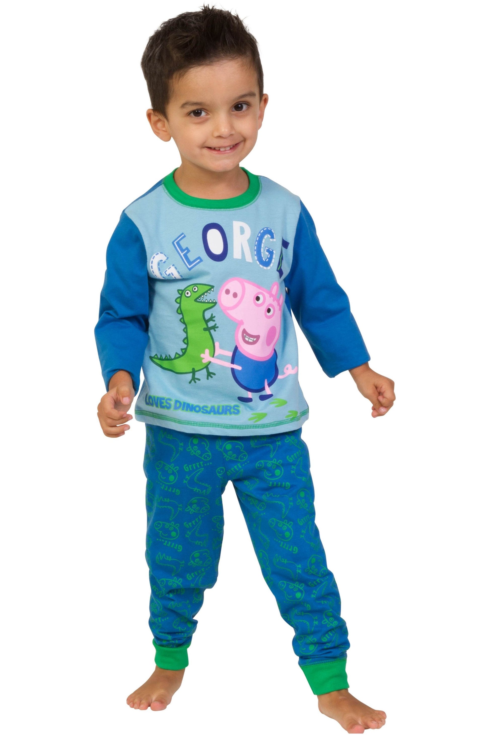 Boys George Pig Dinosaur Long Pyjamas - Pyjamas.com