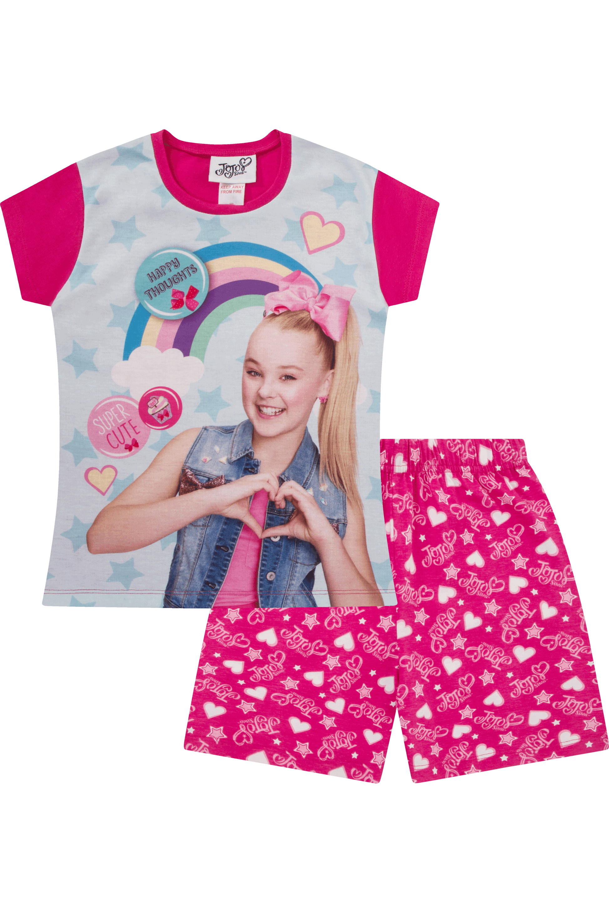 Girl's Official JoJo Siwa Rainbow Pyjamas Short - Pyjamas.com