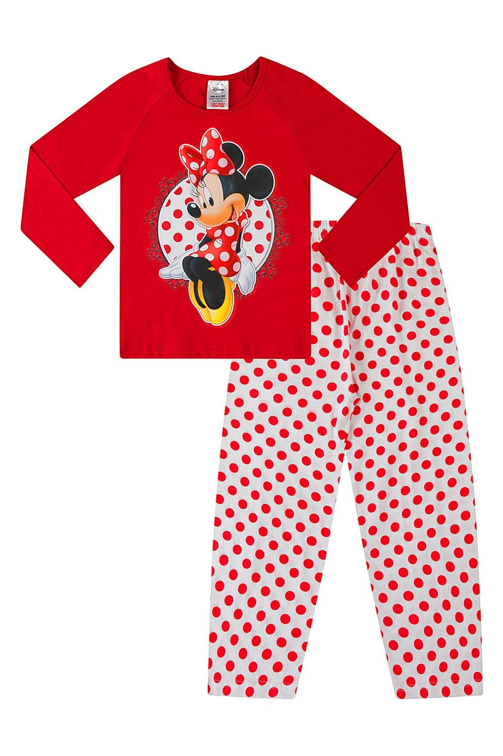 Disney Girls Minnie Mouse Long Polka Dot Pyjamas - Pyjamas.com