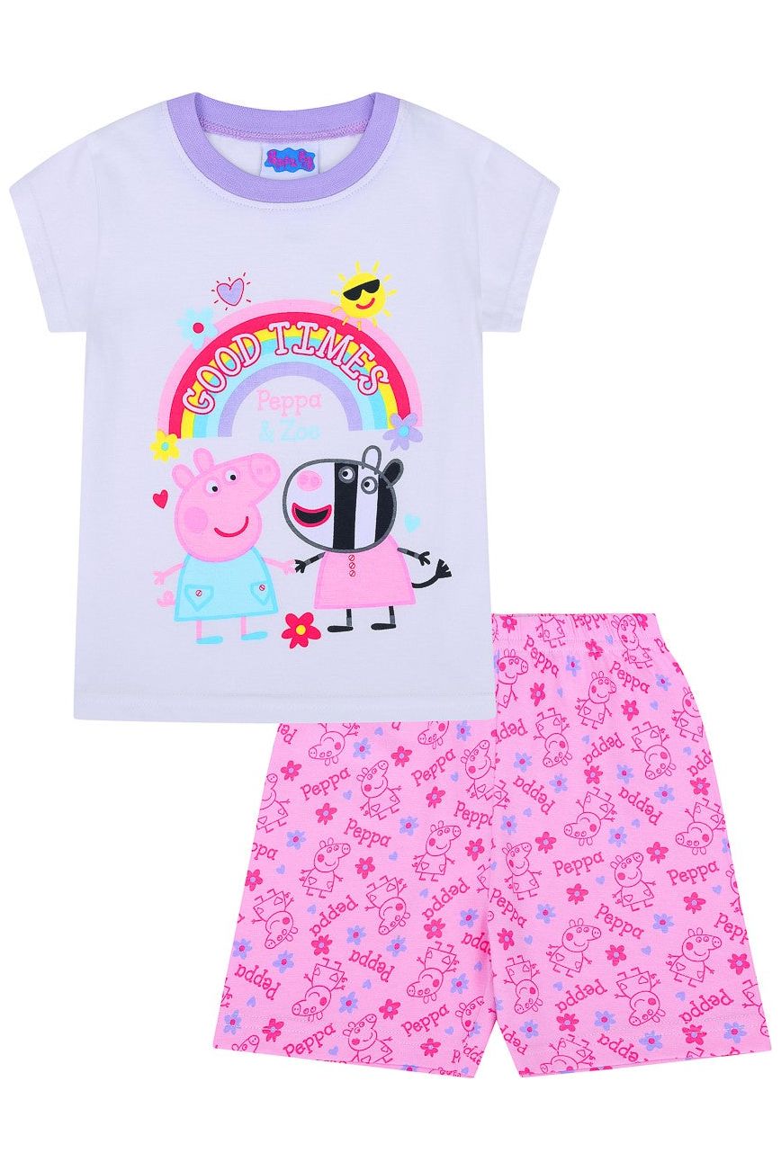 Girls Peppa Pig and Zoe Short Pyjamas - Pyjamas.com