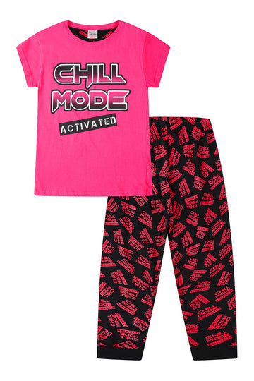 Girls Chill Mode Activated Pink Pyjamas 11-12 Yrs