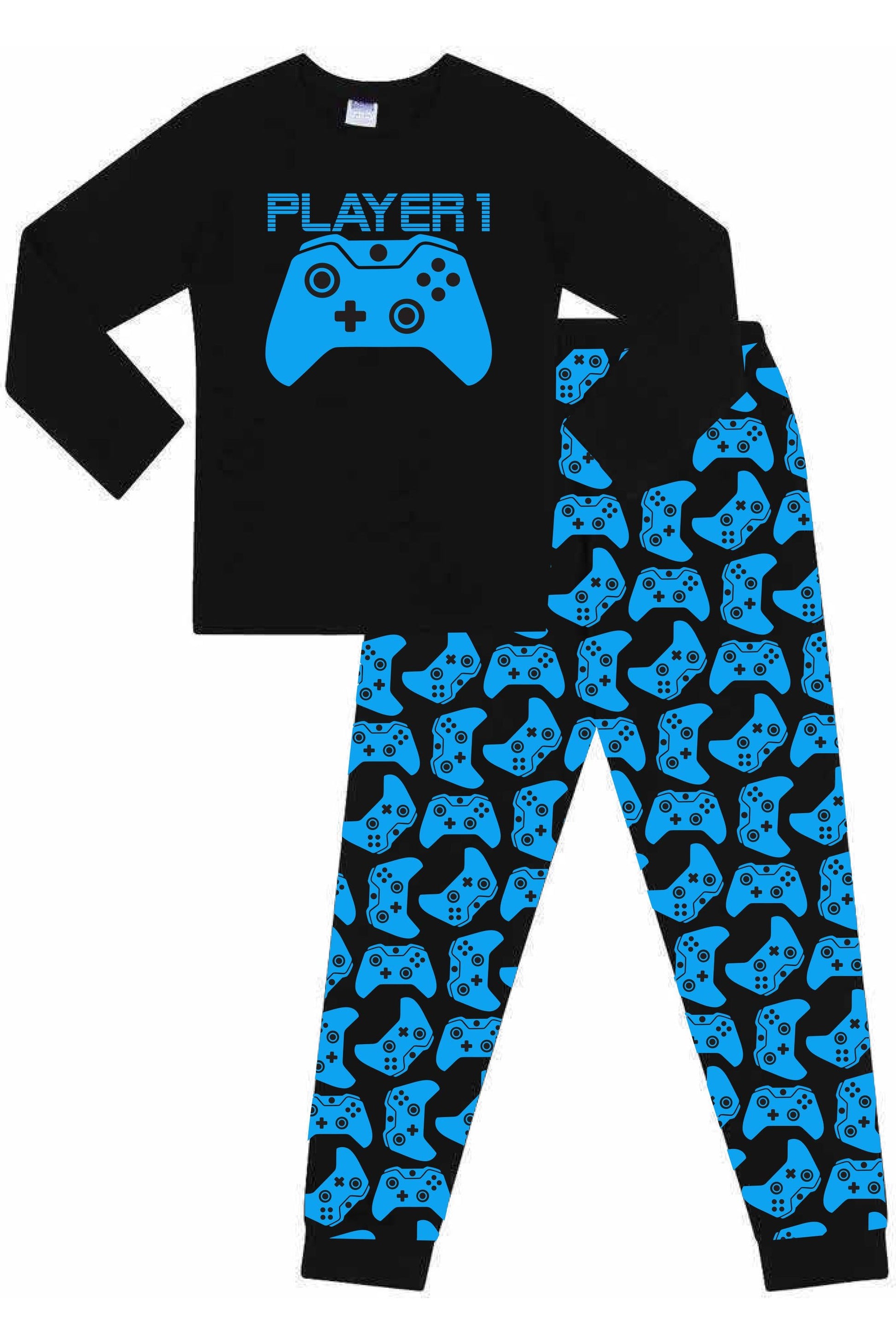 Player 1 Gaming Controller Blue Long Pyjamas - Pyjamas.com