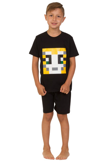Boys Stampy Cat Pixel Short Pyjamas - Pyjamas.com